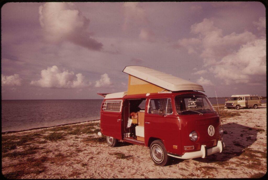 Beach at Little Duck Key - a red van parked on the beach